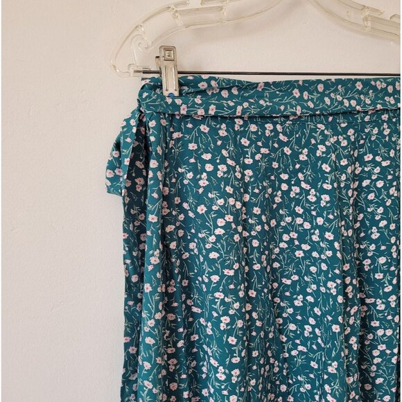 Green Floral Wrap Skirt Ditsy Cottagecore Fairy Boho Pixie Festival Maiden M - Picture 8 of 9